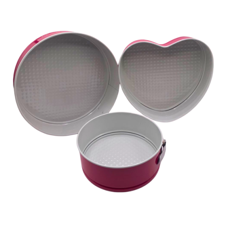 Moule a cake 3 pièces en forme de coeur - rose