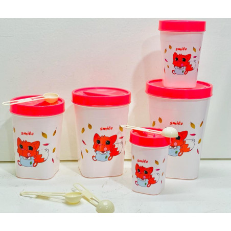 5 Pièces de sucrier en plastique saumon blanc