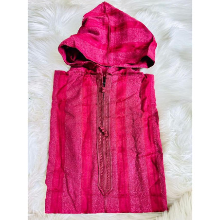 Djellaba avec capuchon Moussa rouge T 3