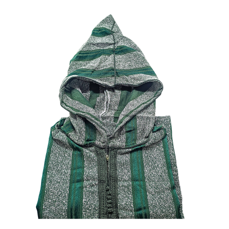 Djellaba avec capuchon Moussa vert T 3