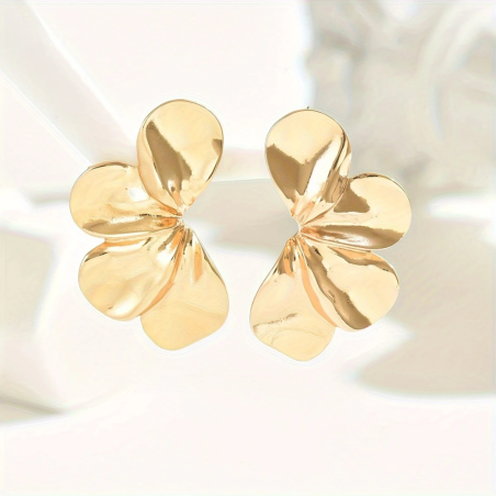 Boucles d'Oreilles Plaquées Or à Motifs Floraux