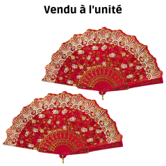 Éventail Amira à motif floral Rouge