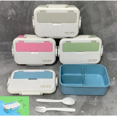 Lunch box 3 compartiments avec fourchette et cuillère gris