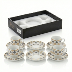 Ensemble 10 PCS Tasses et Assiettes porcelaine à motifs Elisa