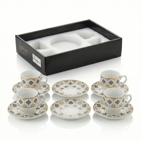 Ensemble 10 PCS Tasses et Assiettes porcelaine à motifs Elisa