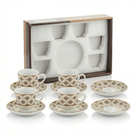 Ensemble 10 PCS Tasses et Assiettes porcelaine à motifs Elisa 3
