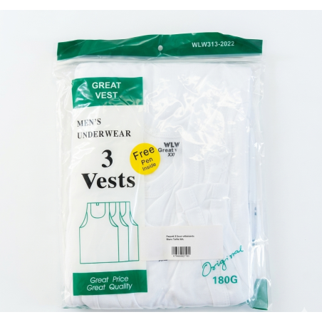 Paquet 3 Sous-vêtements Blanc Taille XL