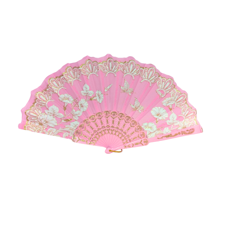 Éventail Amira à motif feuille rose clair