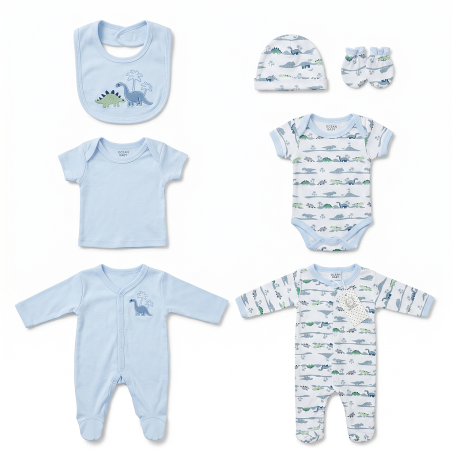 Ensemble de vêtements BLEU 8 pièces pour Bébé 3 à 6 mois
