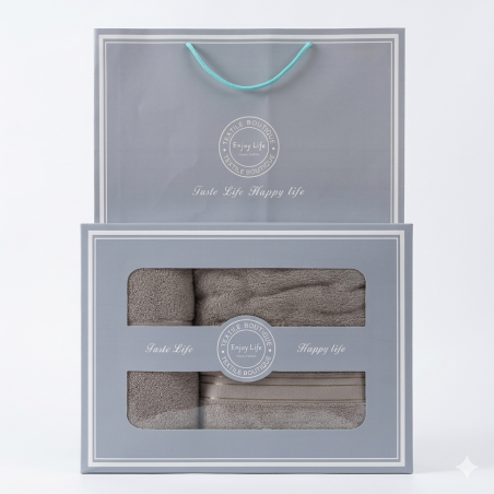 Boite de 2 serviettes prestige Gris + sac offert 
