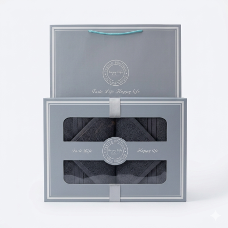 Boite de 2 serviettes prestige Noir + sac offert