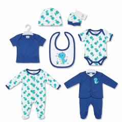 Ensemble de vêtements BLEU Fonce 8 pièces pour Bébé 0 à 3 mois