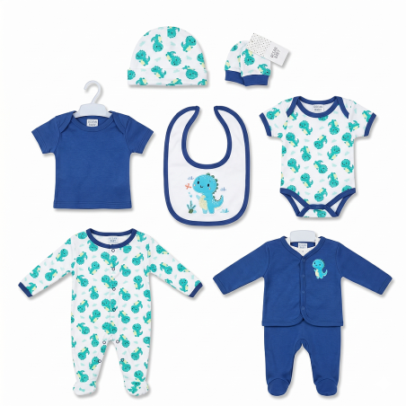 Ensemble de vêtements BLEU Fonce 8 pièces pour Bébé 6 à 9 mois