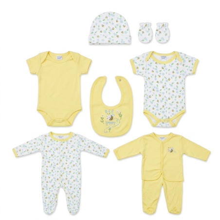 Ensemble de vêtements JAUNE 8 pièces pour Bébé 6 à 9 mois